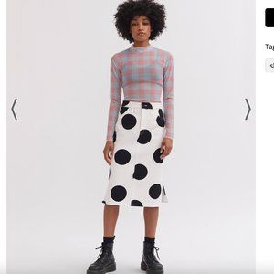 Lazy Oaf Polka Dot Midi Skirt Black & White SZ UK18